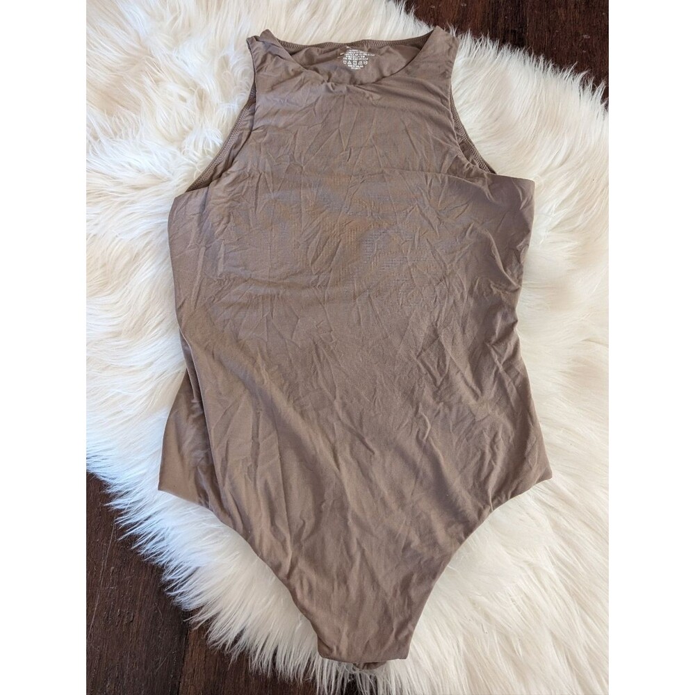 SKIMS Fits Everybody High Neck Tank Bodysuit Umber Brown M Medium